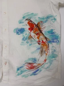 Tommy Bahama Shirt Men XL Stretch Linen Koi Seas Hawaiian Resort Preppy Ivory - Picture 1 of 16