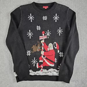 Santa and Reindeer on light up North Pole sweater Christmas Sweater - Picture 1 of 11