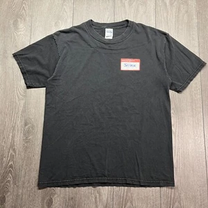 Vintage 90's Mens Black HELLO, MY NAME IS SATAN T Shirt L Large Faded Skate Dark - Foto 1 di 10
