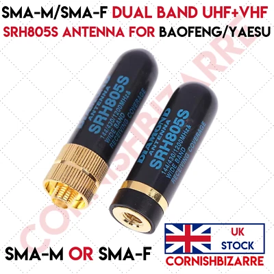 SMA-M/SMA-F DUAL BAND UHF+VHF  SRH805S SHORT STUBBY ANTENNA FOR BAOFENG/YAESU UK - Image 1 of 4
