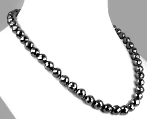 5+ MM ,18 Inch Black Diamond Necklace Unisex Diamond Beads with CLASP - Picture 1 of 4