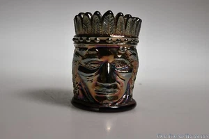 c 1964 CSCGC INDIAN FACE by St Clare BLUE IRIDESCENT CARNIVAL Toothpick Holder - Picture 1 of 5