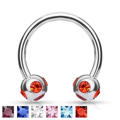 5 CZ 4mm Balls Surgical Steel Circular Barbell Septum Ring Horseshoe Piercing - Image 1 of 4