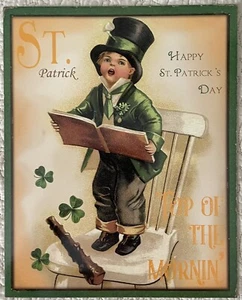 St. Patricks Day Neu Vintage inspiriert Junge Sing Stuhl Gruß Kunstdruck Dekor - Bild 1 von 2