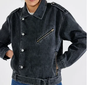 NWT Latest ETICA Malloy moto jacket black ice denim sz S, retail $298! - Picture 1 of 11
