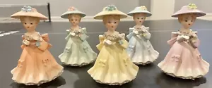 5 statuine vintage INARCO Cleveland Ohio 1964 E1751 ragazza signora Southern Belle Japan - Foto 1 di 7