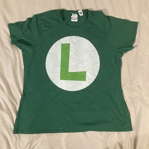 Super Mario Brothers Luigi “L” Shirt Womens 2XL Green Tee Nintendo Port & Co Top - Picture 1 of 11