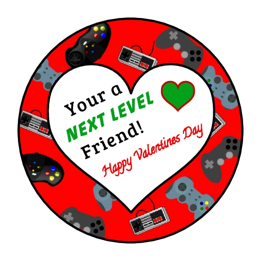 Videogame infantil, gamer Dia dos Namorados Adesivos, etiquetas, etiquetas - Imagem 1 de 1