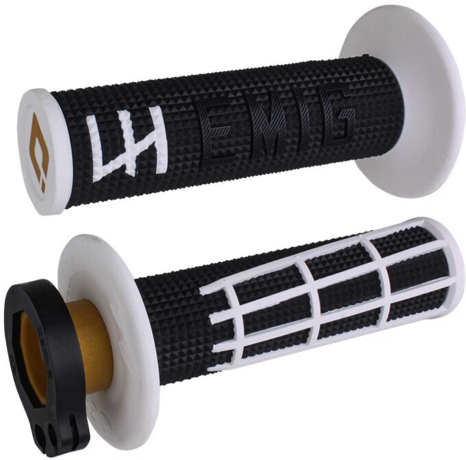 ODI EMIG 2.0 V2 Lock-On Locking MX Dirt Bike 7/8" Handlebar Grips Black/ White - Image 1 of 1