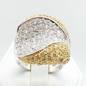 R0117 Women Fashion Jewelry Yellow White Gold Plate Engagement Wedding Ring Gift - Picture 1 of 4