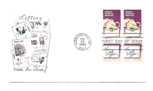 1805-06 Letter Writing Week Bittings by Alan Diamant block of 4 FDC - Picture 1 of 1