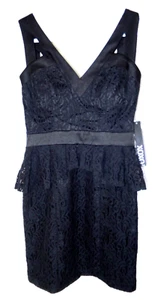 XOXO "Starlight" Eyelet Lace Overlay Satin Trim Dress-5/6, black  NEW - Picture 1 of 17