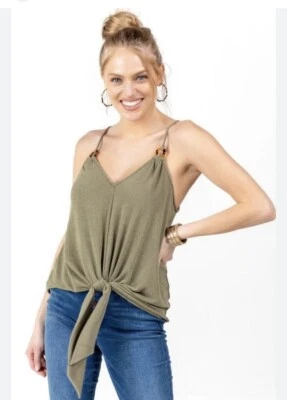 NWT Francesca's Small Women's Tank Top Sequin Pattern Button closure beige Blush - Image 1 of 4