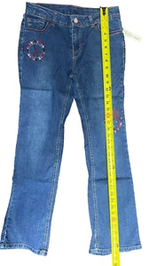Faded Glory Girls Jeans Adjustable Waist Blue Denim Jeans Size 14R Jeans Peace - Picture 1 of 12