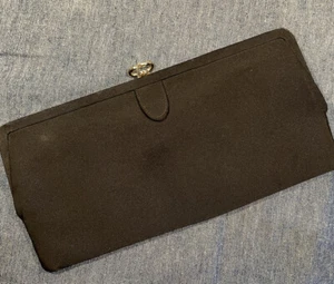 Vintage Clutch Handtasche schwarz Satin Verschluss gold - Bild 1 von 12