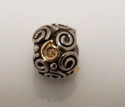 Pandora Plata Esterlina 14k Dos Tonos Remolino Cuentas Dije 790414 Foto 1 de 4