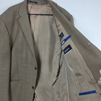 Blazer BRANDINI Para Hombres 50 R Pata de Gallo Chaqueta de Lana Marrón Tostado Talla M Foto 1 de 4