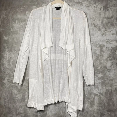 Cárdigan tejido Theory blanco frente abierto ligero drapeado talla grande Foto 1 de 4