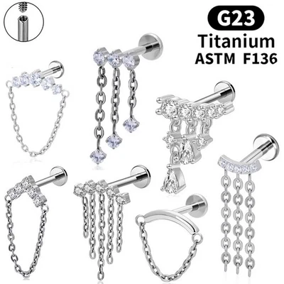 Joyería corporal de titanio 16G Labret Stud F136 hélice, cartílago, anillo labial/aros de perno prisionero Foto 1 de 4