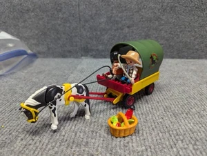PLAYMOBIL Country 6948/5686 Covered Wagon Horse Cowboy Cowgirl Picnic Basket EUC - Picture 1 of 7