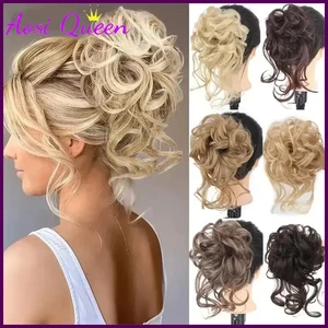 Moño De Pelo Para Mujer Piezas De Cabello Rizado Desordenado Banda Elástica Moda - Imagen 1 de 48