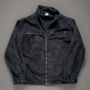 Alf Kuhl Microsuede Fleece Jacket Men’s Size Large Black Full Zip Hiking - Picture 1 of 14