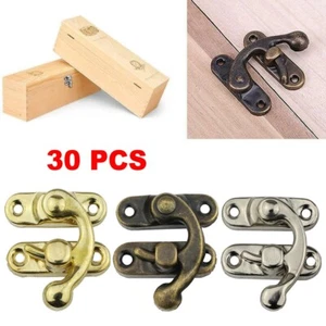 Candado de hierro de bronce antiguo 30 piezas cerradura de gancho para joyas pequeñas cajas de madera - Imagen 1 de 60