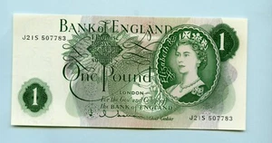 Bank of England One pound £1 Banknote 1963 Signature J Hollom Prefix B52S - Picture 1 of 2