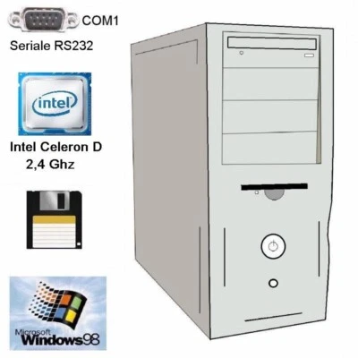 PC Computer Fisso con PORTA SERIALE RS232 Intel Windows 98 Lettore Floppy 18833 - Imagen 1 de 3