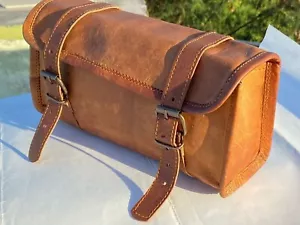 Bag Tool Saddle Motorcycle Luggage Leather Pouch Side Bags Storage Brown Pannier - Picture 1 of 9