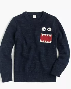nwt $79 J.Crew Max The Monster Cotton Sweater 12 navy pocket crewneck pullover - Picture 1 of 1