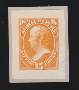 US O7P2 15c Agriculture Department Official Roosevelt Small Die Proof SCV $100 - Picture 1 of 2
