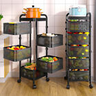 6 Tier Kitchen Rotating Storage Trolley Cart Utility Vegetable Mobile Shelf Rack