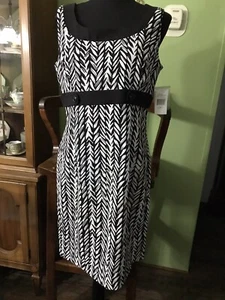 nwt Ronnie Nicole 10 black & white design high waist sleeveless dress round neck - Picture 1 of 11