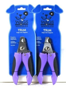 2 Count Wags & Wiggles Trim Stainless Steel Blades Easy Grip Large Nail Clippers - Picture 1 of 1
