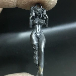 Portachiavi corpo coppia retrò statua ragazza vecchia sexy ottone nero massiccio - Foto 1 di 6