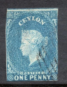 Ceylon. Queen Victoria. One Penny. Blau auf blauem Papier. Ausgabe 1857. SG Nr. 2b - Bild 1 von 2