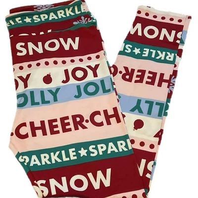 Christmas 🎄 TC LuLaRoe Leggings - Warm Wishes Collection - Holiday Words Print - Image 1 of 4