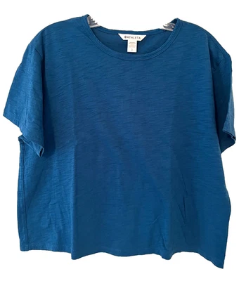 Camisa ATHLETA Azul Cropped Manga Curta, Tamanho G, Super Macia, Excelente Estado Usado, Usada Uma Vez! - Imagem 1 de 3