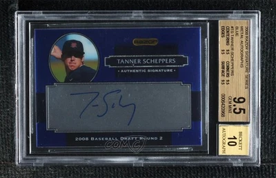 2008 Razor Signature Series Metal Blue Tanner Scheppers BGS 9.5 GEM MINT Auto - Image 1 of 2