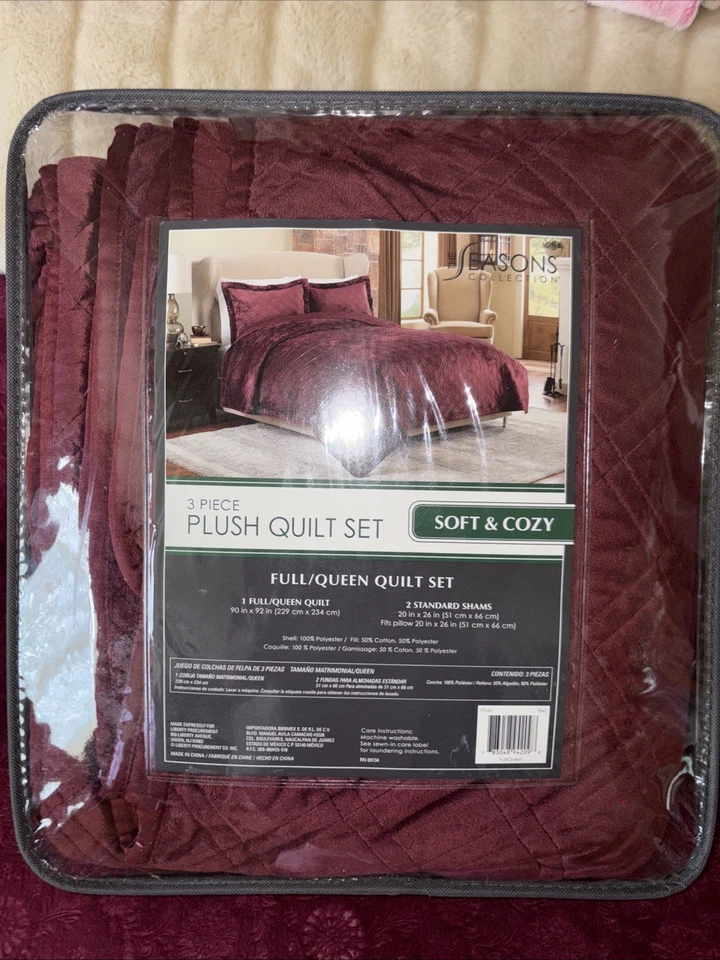 Juego de edredón completo/ciruela reina de felpa de 3 piezas Seasons Collection. Reversible. Lavable Foto 1 de 2