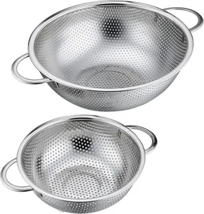 Colador de acero inoxidable, colador de alimentos microperforado con mango para lavar... - Imagen 1 de 2