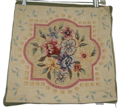 Funda de almohada floral tapiz de punta de aguja estilo Aubusson francés de colección 15x15 clásica Foto 1 de 4