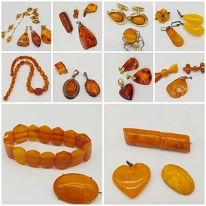 Konvolut BERNSTEIN butterscotch AMBER Inkl 333 Gold & 835 Silber SCHMUCKSAMMLUNG - Bild 1 von 21