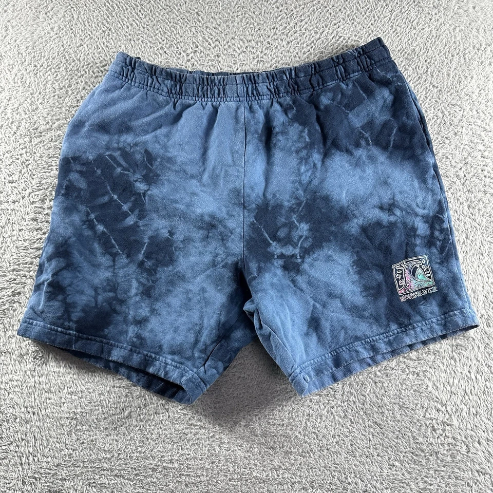 Quicksilver Shorts Mens Large Blue Tie Dye 6" Skate Surf Sweat Shorts Cotton - Imagem 1 de 4