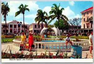 Postcard Bahamas Nassau Rawson Square and Fountain Post Office Govt Buildings - Bild 1 von 2