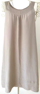 H&M Sleeveless Shift Dress 100% Silk Lined Sz 38 Racer Back Taupe Flapper 60s - Picture 1 of 8