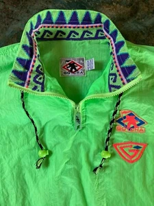 Vintage 80s Gotcha Kids Neon Windbreaker Jacket Youth XL Surf SnowSkate - Picture 1 of 9