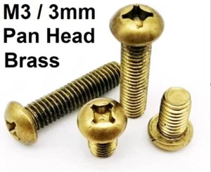M3 3mm Pan Head Bronze Colour Brass Machine Screws Phillips Cross T93 - Picture 1 of 5