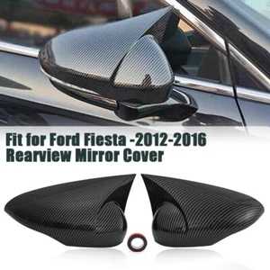 Tapa cubierta de espejo retrovisor lateral negra fibra de carbono para Ford Fiesta Mk7 2012-2016 - Imagen 1 de 10